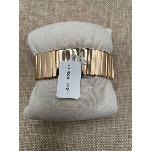 House Of Harlow 1960 Gold Tone 1” Stretch Bracelet NEW - Picture 2 of 5